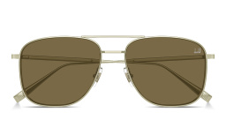 Shop Dunhill Engraved Logo Rectangle Sunglasses in Gold online.