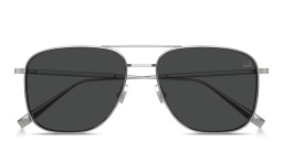 Shop Dunhill Engraved Logo Rectangle Sunglasses in Silver online.