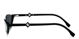 Shop FENDI FF Diamonds Half-Rim Oval Sunglasses in Black online.