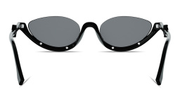 Shop FENDI FF Diamonds Half-Rim Oval Sunglasses in Black online.