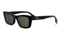 Shop FENDI Lettering Irregular Sunglasses in Black online.