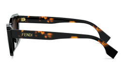 Shop FENDI Lettering Irregular Sunglasses in Dark Havana online.
