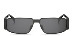 Shop CELINE Metal Triomphe Rectangle Sunglasses in Dark Ruthenium online.