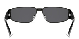 Shop CELINE Metal Triomphe Rectangle Sunglasses in Dark Ruthenium online.