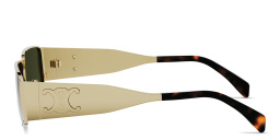 Shop CELINE Metal Triomphe Rectangle Sunglasses in Gold online.