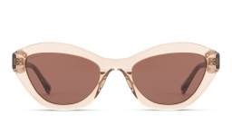Shop EYE'M Logo Irregular Sunglasses in Transparent Brown online.