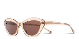 Shop EYE'M Logo Irregular Sunglasses in Transparent Brown online.