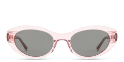 Shop EYE'M Logo Oval Sunglasses in Transparent Pink online.