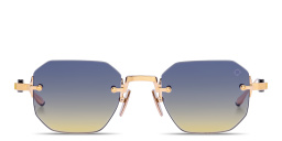 Shop AKONI Juno-One Unisex Rimless Irregular Sunglasses in Gold online.