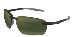 Maui Jim Pi’o Unisex Wide Rimless Irregular Sunglasses in Black – Product Photo 2