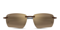 Maui Jim Pi’o Unisex Wide Rimless Irregular Sunglasses in Brown – Product Photo 1