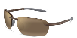 Shop Maui Jim Pi’o Unisex Wide Rimless Irregular Sunglasses in Brown online.