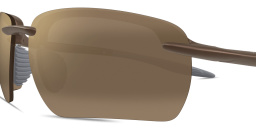 Shop Maui Jim Pi’o Unisex Wide Rimless Irregular Sunglasses in Brown online.