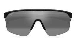 Shop Maui Jim Pāluna Unisex Half-Rim Wide Mask Sunglasses in Black online.