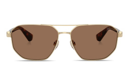 Shop BURBERRY Logo Signature Pilot Sunglasses in Light Gold online.