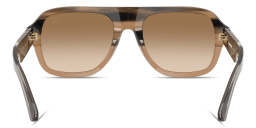 Shop BURBERRY Logo Signature Pilot Sunglasses in Striped Beige online.