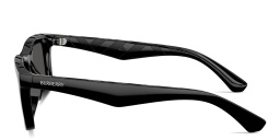 Shop BURBERRY Logo Signature Rectangle Sunglasses in Black online.