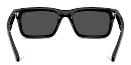 Shop BURBERRY Logo Signature Rectangle Sunglasses in Black online.