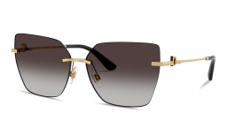 Shop Dolce & Gabbana DG Rimless Cat-Eye Sunglasses in Gold online.