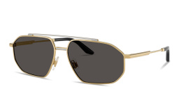 Shop Dolce & Gabbana Engraved Logo Pilot Sunglasses in Gold & Silver online.