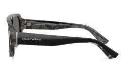 Shop Dolce & Gabbana Logo Signature Square Sunglasses in Black On Grey Havana online.