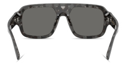 Shop Dolce & Gabbana Logo Signature Square Sunglasses in Black On Grey Havana online.