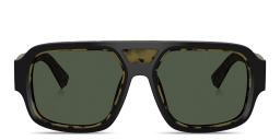 Shop Dolce & Gabbana Logo Signature Square Sunglasses in Black On Yellow Havana online.