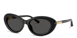 Dolce & Gabbana Engraved Logo Oval Sunglasses in Black – Product Photo 2