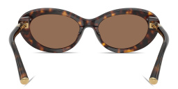 Shop Dolce & Gabbana Engraved Logo Oval Sunglasses in Havana online.