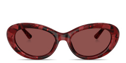 Dolce & Gabbana Engraved Logo Oval Sunglasses in Red Havana – Product Photo 1
