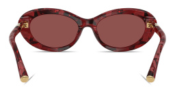 Shop Dolce & Gabbana Engraved Logo Oval Sunglasses in Red Havana online.