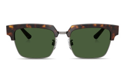 Shop Dolce & Gabbana Engraved Logo Square Sunglasses in Havana online.