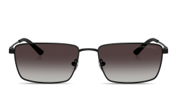 Shop Emporio Armani Eagle Logo Rectangle Sunglasses in Matte Black online.