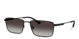Shop Emporio Armani Eagle Logo Rectangle Sunglasses in Matte Black online.