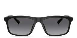 Shop Emporio Armani Eagle Logo Pillow Sunglasses in Matte Black online.