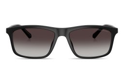 Shop Emporio Armani Eagle Logo Pillow Sunglasses in Matte Black online.