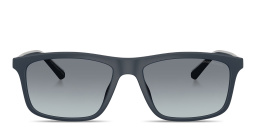 Shop Emporio Armani Eagle Logo Pillow Sunglasses in Matte Blue online.