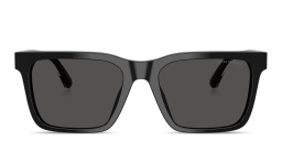 Shop Emporio Armani Logo Signature Square Sunglasses in Shiny Black online.