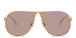Shop MIU MIU Vertical Logo Wide Aviator Sunglasses in Gold online.