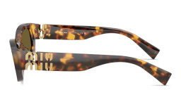 Shop MIU MIU Vertical Logo Irregular Sunglasses in Honey Havana online.