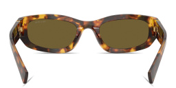 Shop MIU MIU Vertical Logo Irregular Sunglasses in Honey Havana online.