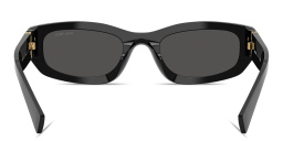 Shop MIU MIU Vertical Logo Irregular Sunglasses in Black online.