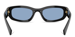 Shop MIU MIU Vertical Logo Irregular Sunglasses in Black online.