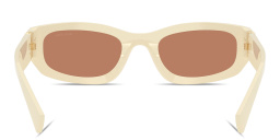 Shop MIU MIU Vertical Logo Irregular Sunglasses in White online.