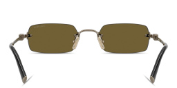 Shop MIU MIU Vertical Logo Rimless Rectangle Sunglasses in Old Gold online.