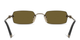 Shop MIU MIU Vertical Logo Rimless Rectangle Sunglasses in Gold online.