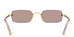 تسوق نظارات شمسية مستطيلة بدون إطار بشعار العلامة العمودي ميو ميو بلون ذهبي أونلاين.