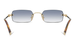 Shop MIU MIU Vertical Logo Rimless Rectangle Sunglasses in Pale Gold online.