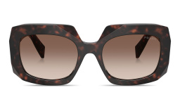 Shop PRADA Symbole Oversized Wide Square Sunglasses in Tortoise online.