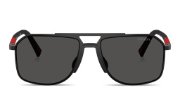 Shop Prada Linea Rossa Logo Signature Aviator Sunglasses in Black online.